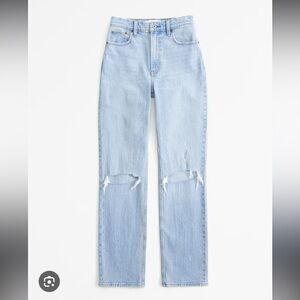 abercrombie and fitch 90s straight ultra high rise with ripped jean